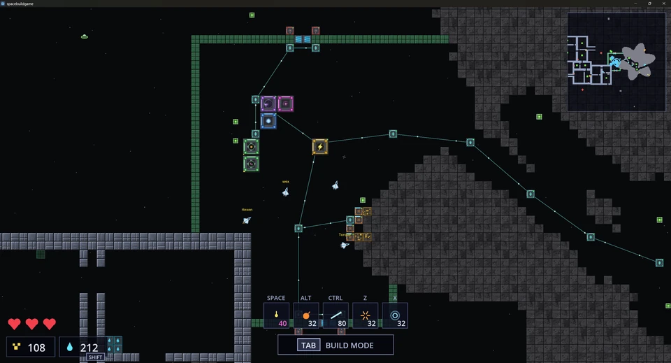A powered base and connected machinery built into a large rocky asteroid